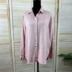 Crown Linen Designs Pink Button Down Blouse Top Medium